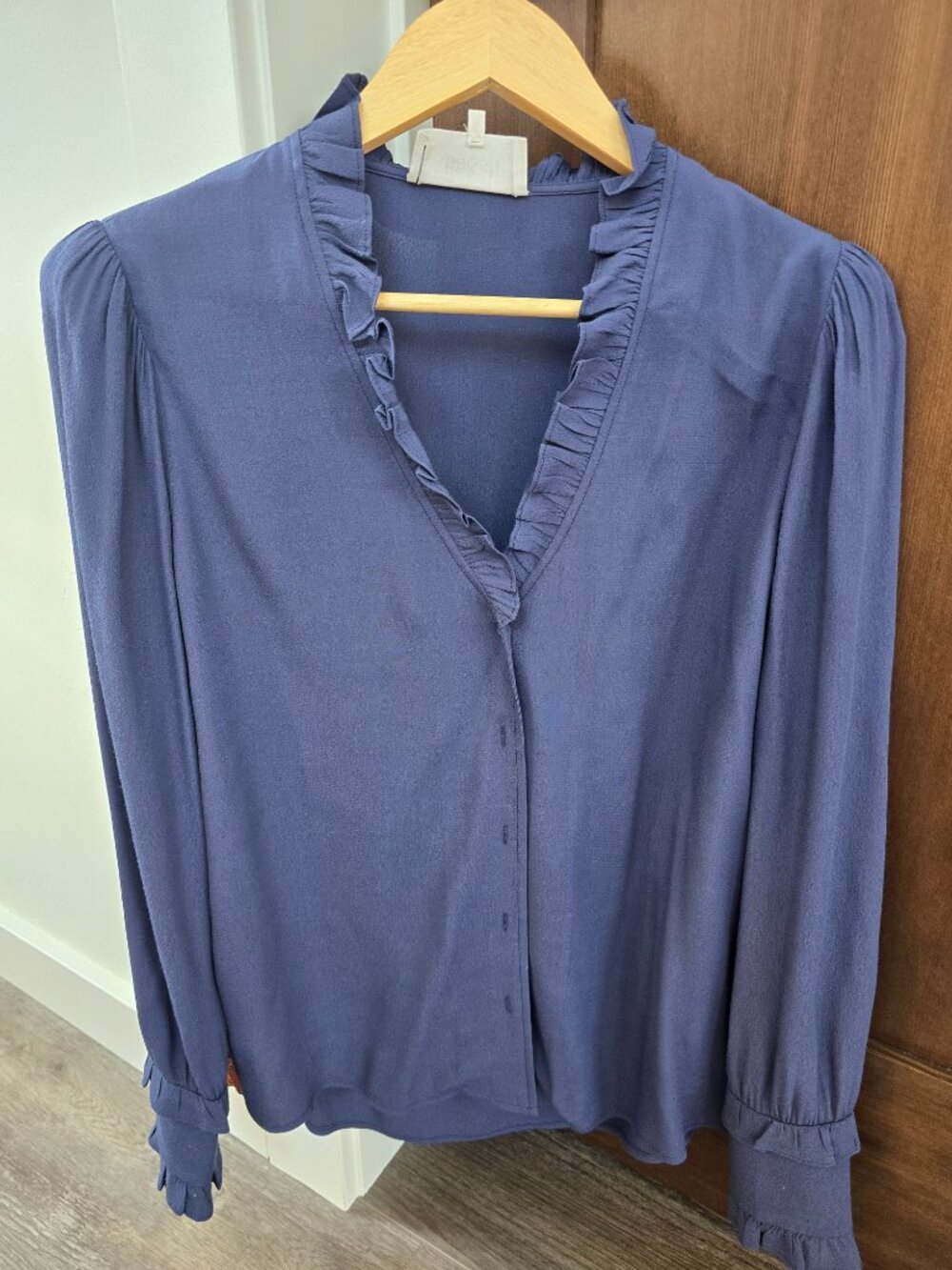 $320 BA&SH NAVY FRILL COLLAR UNITY TOP SZ 1 SMALL